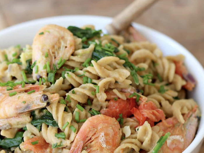 Fusilli met garnalen en gremolataroom